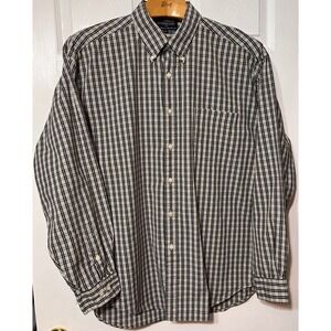 Hathaway Sport Pinpoint Oxford Plaid Button‎ Down Shirt Men's XXL Long Sleeve